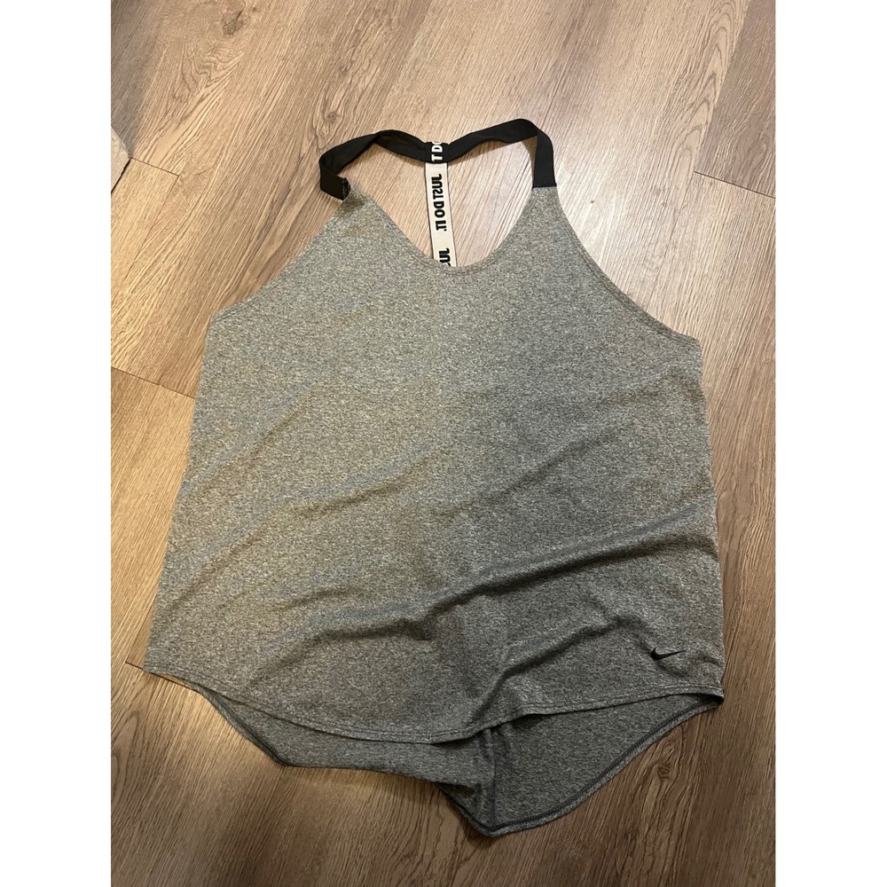 Nike Dri-FIT Womens Gray Just Do It Racerback Training Tank Top Size M